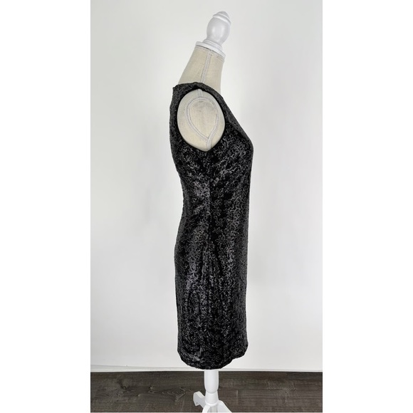 Badgley Mischka Black Silver Sequin Floral Lace Cocktail Dress Size 4 Sleeveless - Picture 7 of 10